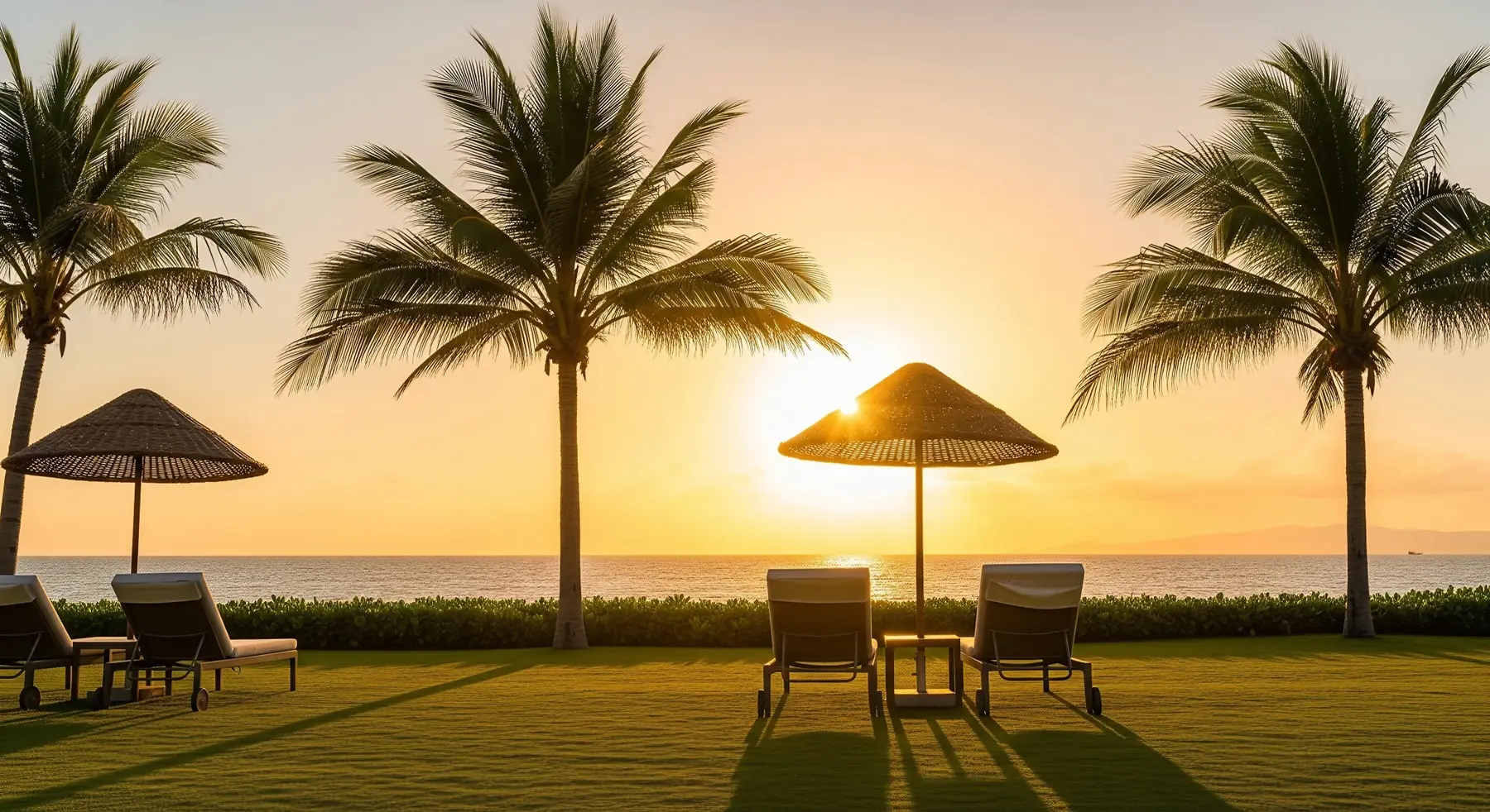 Tropical beach resort sunset in Central Vietnam