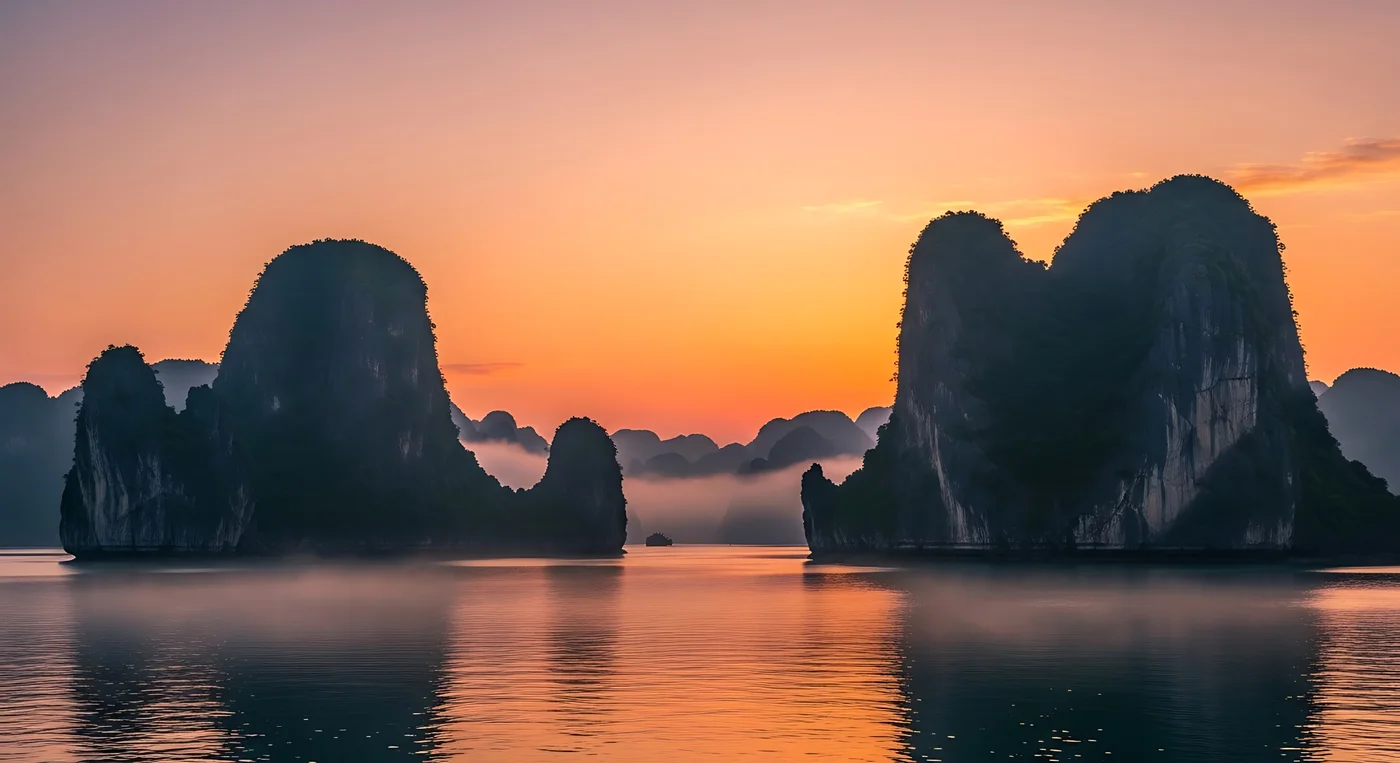 Ha Long Bay at sunset