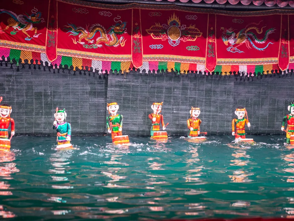 Traditional Vietnamese water-puppet performance in Hanoi