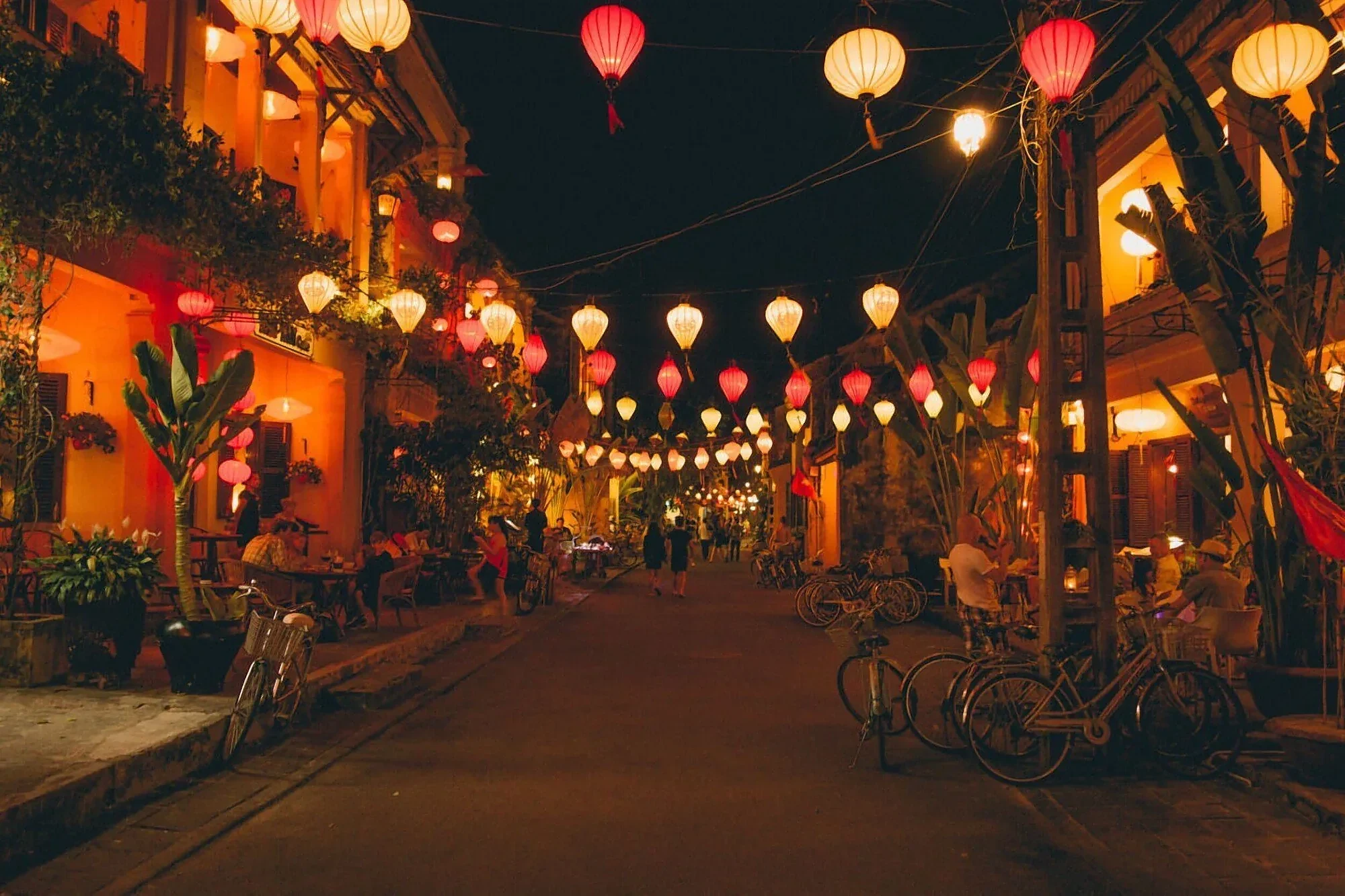 Lantern-lit street in Hoi An Ancient Town at night