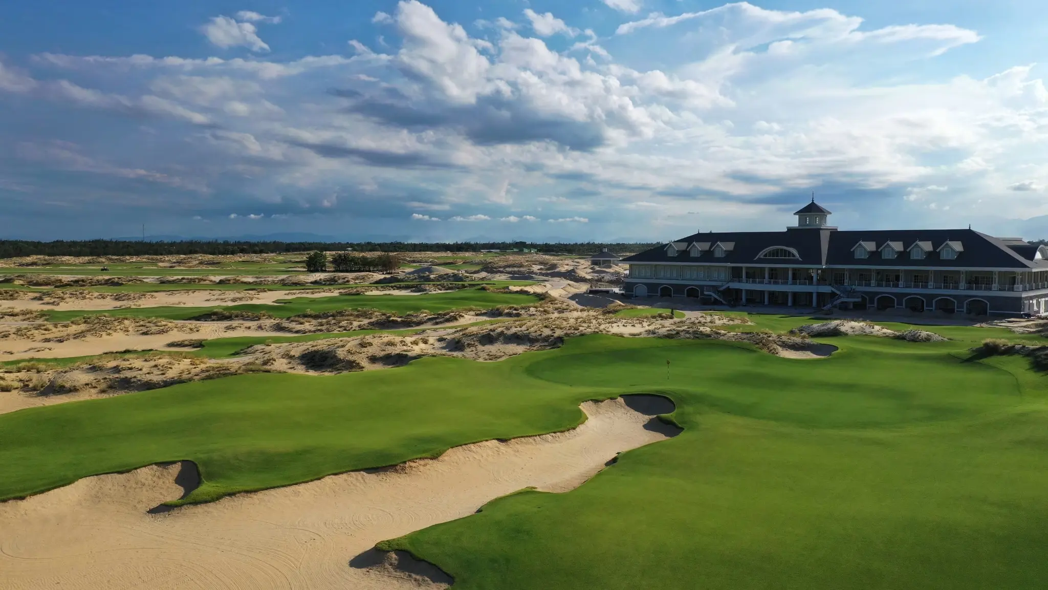 Hoiana Shores Golf Club, clubhouse and coastline in Central Vietnam