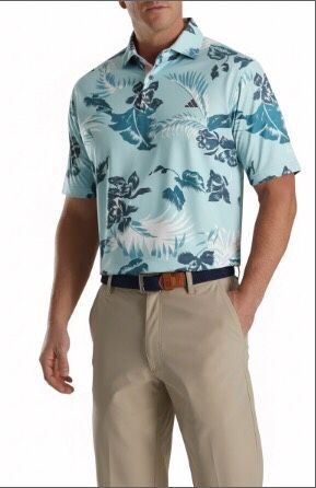 Custom print golf polo on model, golf club apparel order