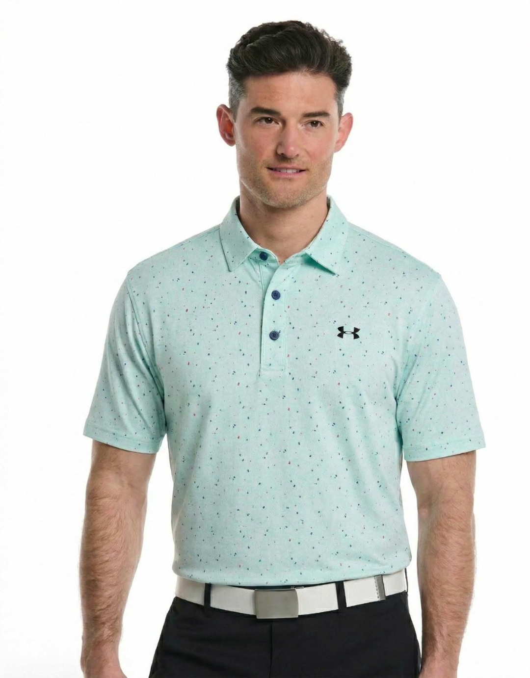 Mint speckle custom golf polo, moisture-wicking club uniform
