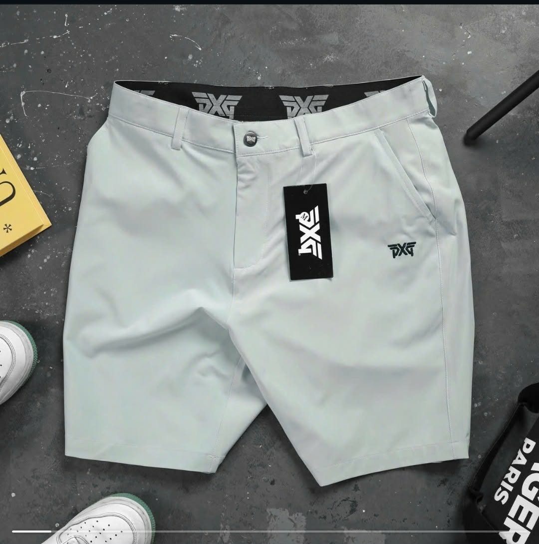 Custom light grey golf shorts, corporate golf uniform